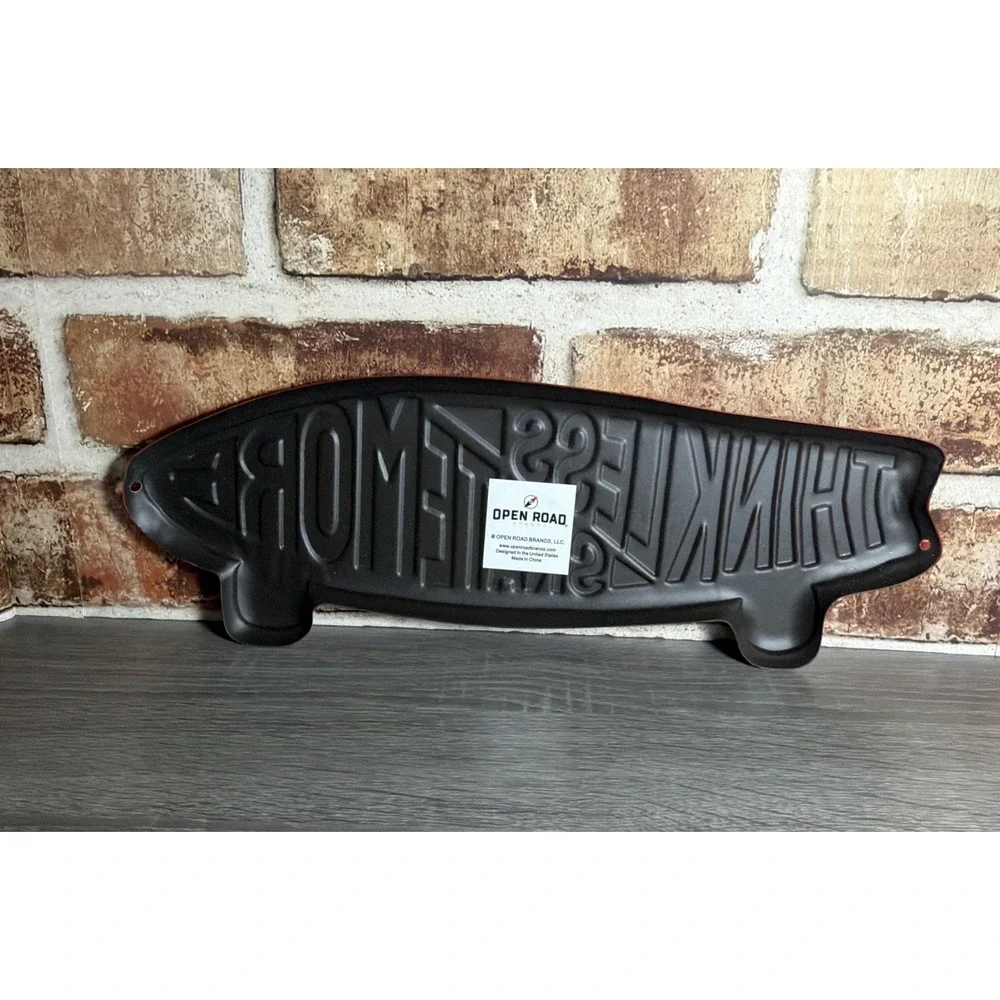 NEW Think Less Skate More Sign Skateboard Wheels Wall Decor Skate Shop Metal
